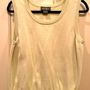Eddie Bauer twin set, pale green with beautiful embroidery detailing.  Size L
